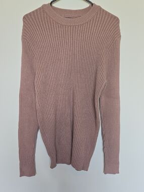 Maya Ribbed Crewneck Sweater in Dusty Rose